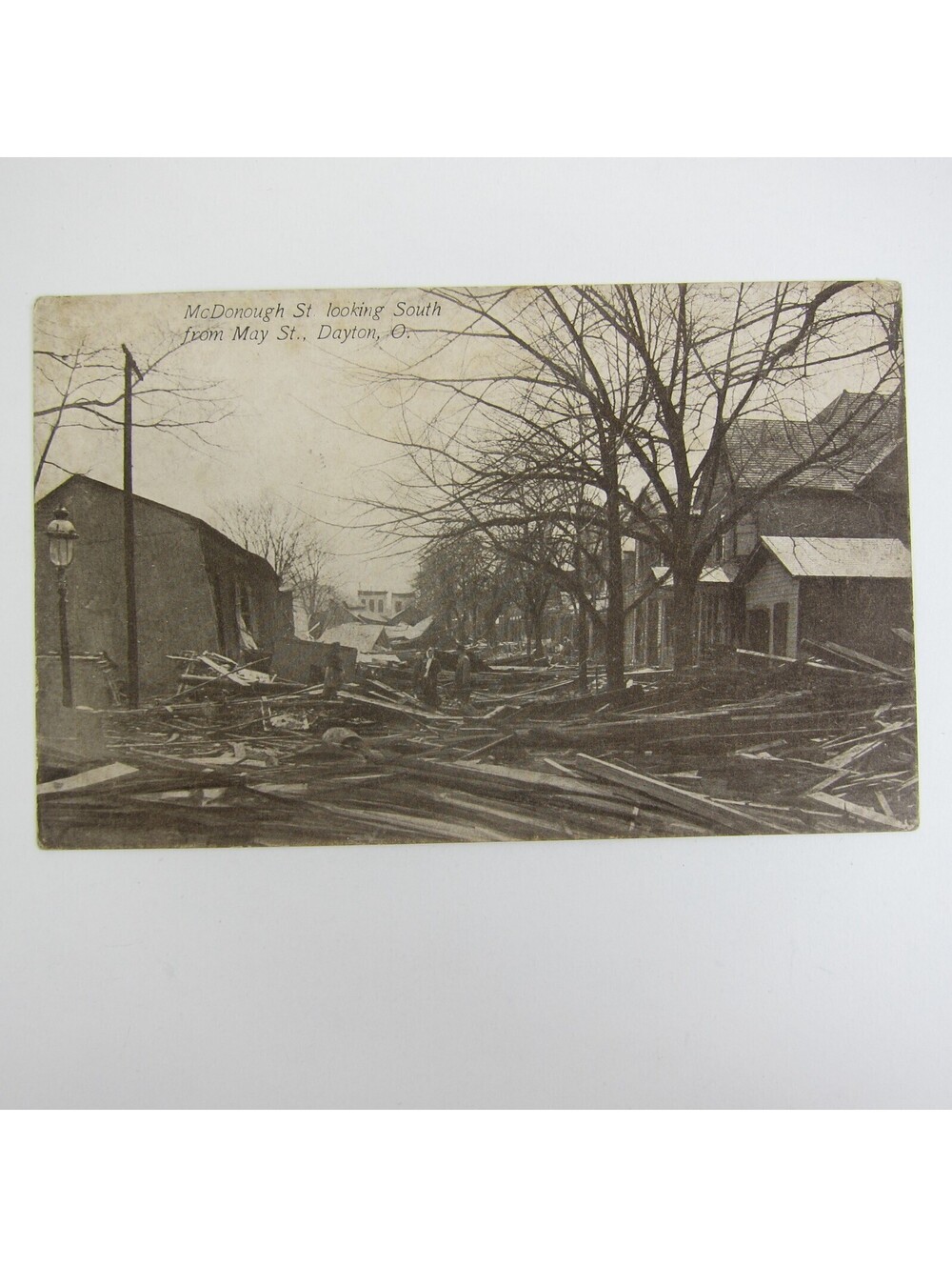 Postcard 1913 Dayton Ohio Flood Photo McDonough Looking South From May Antique